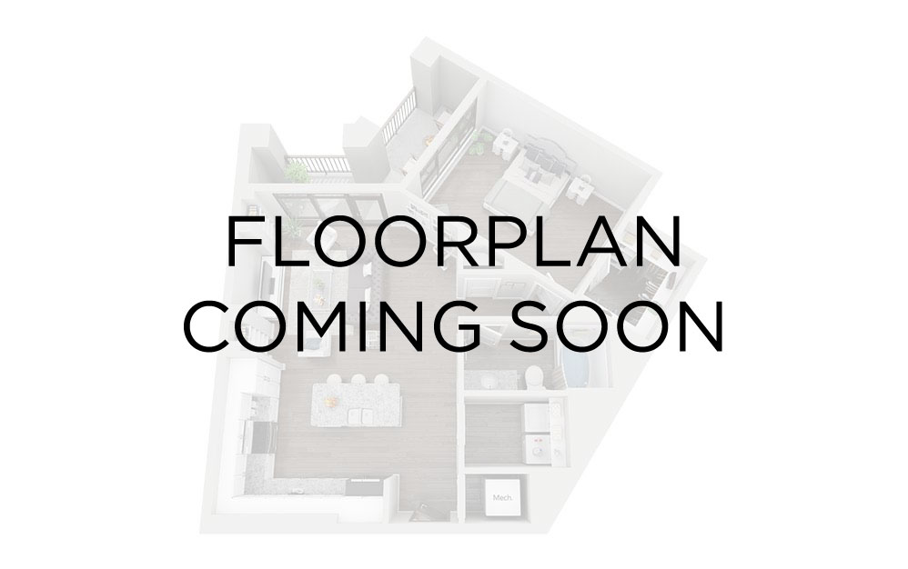 B2 - 2 bedroom floorplan layout with 1 bathroom and 1065 square feet